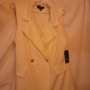Zara Cream Double-Breasted Sleeveless Blazer Vest